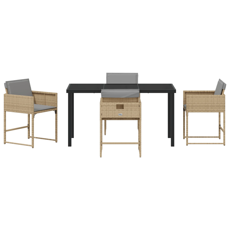 vidaXL Dārza ēdamgalds 5 pcs Bēša poliratāns