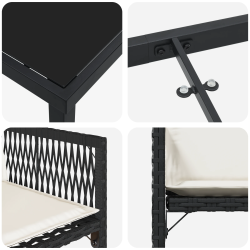 vidaXL Dārza ēdamgalds 5 pcs Melna poliratāns