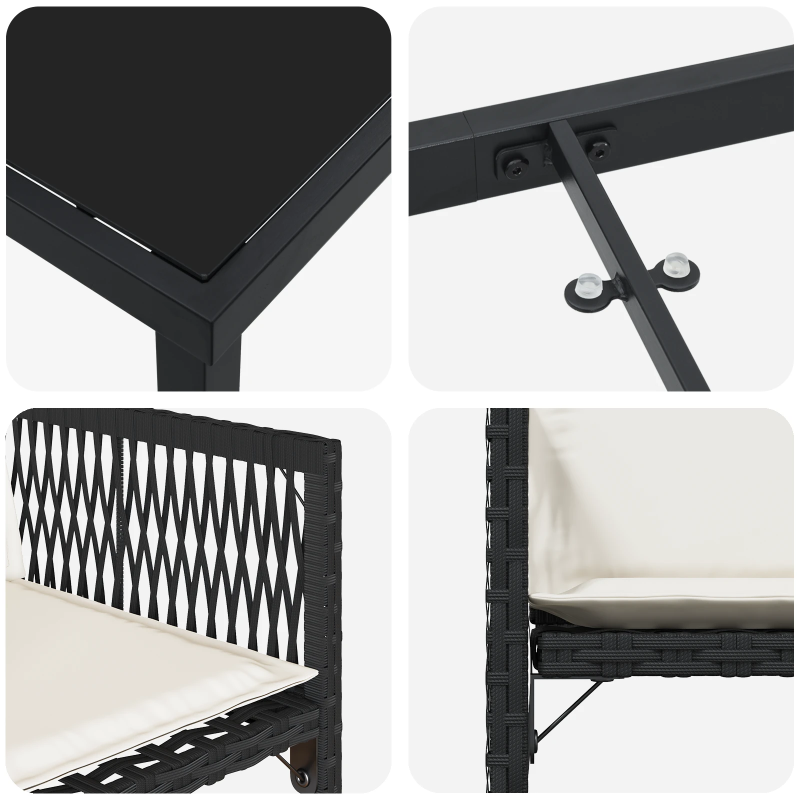 vidaXL Dārza ēdamgalds 5 pcs Melna poliratāns