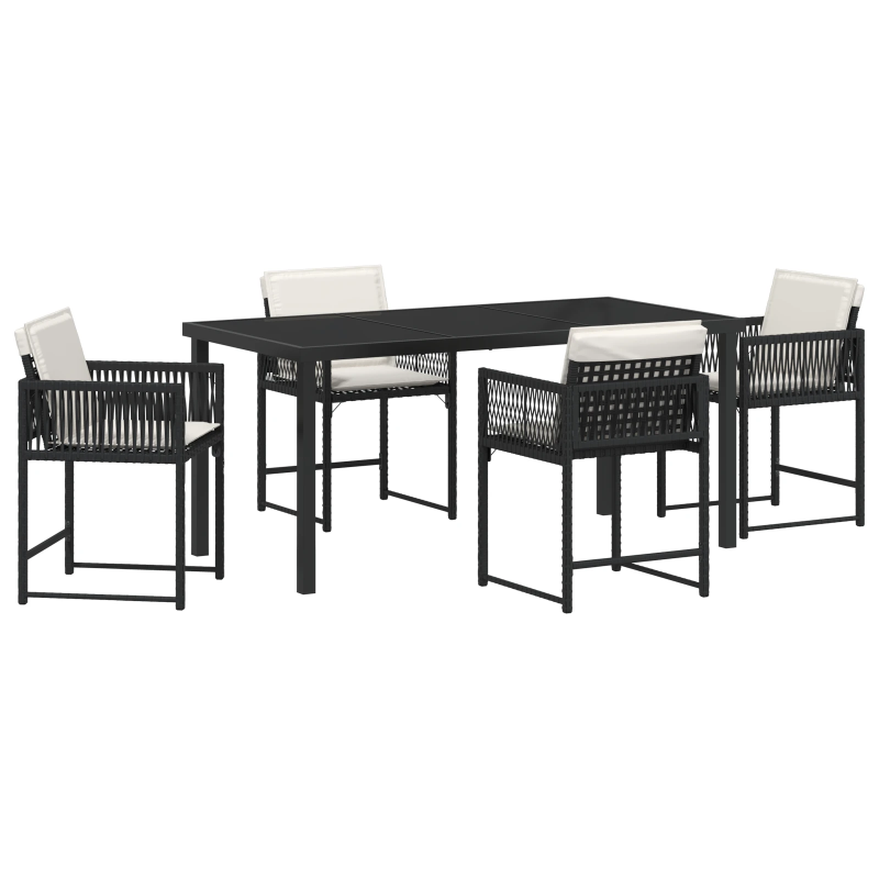 vidaXL Dārza ēdamgalds 5 pcs Melna poliratāns