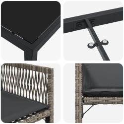 vidaXL Dārza ēdamgalds 5 pcs Pelēka poliratāns