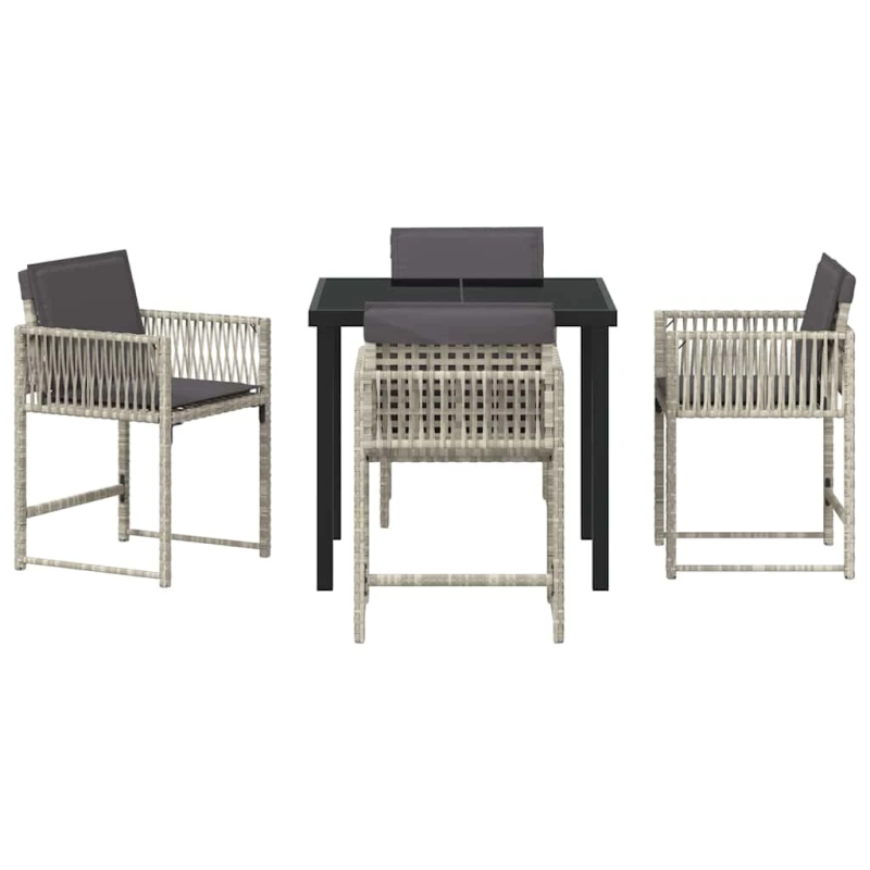 vidaXL Dārza ēdamgalds 5 pcs Gaiši pelēks poliratāns