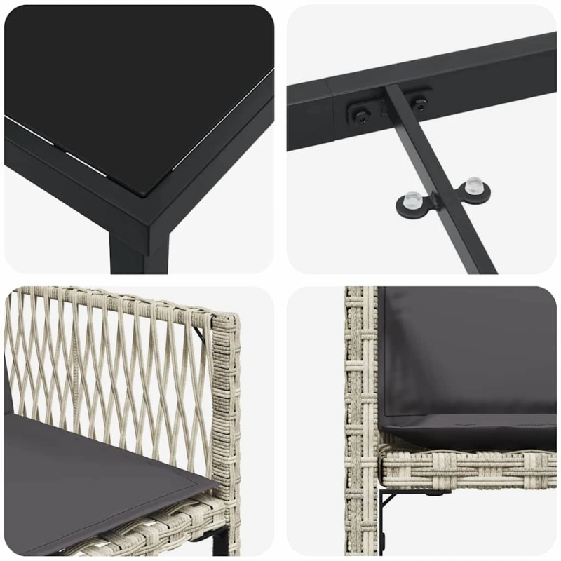 vidaXL Dārza ēdamgalds 5 pcs Gaiši pelēks poliratāns