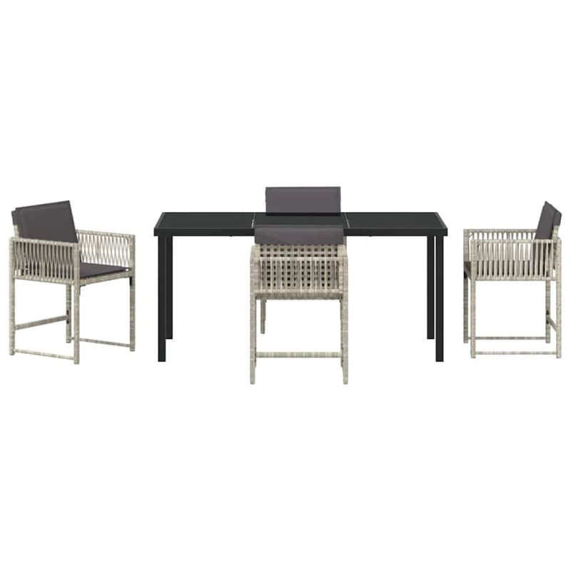 vidaXL Dārza ēdamgalds 5 pcs Gaiši pelēks poliratāns