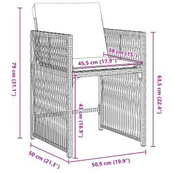 vidaXL Dārza ēdamgalds 5 pcs Melna poliratāns