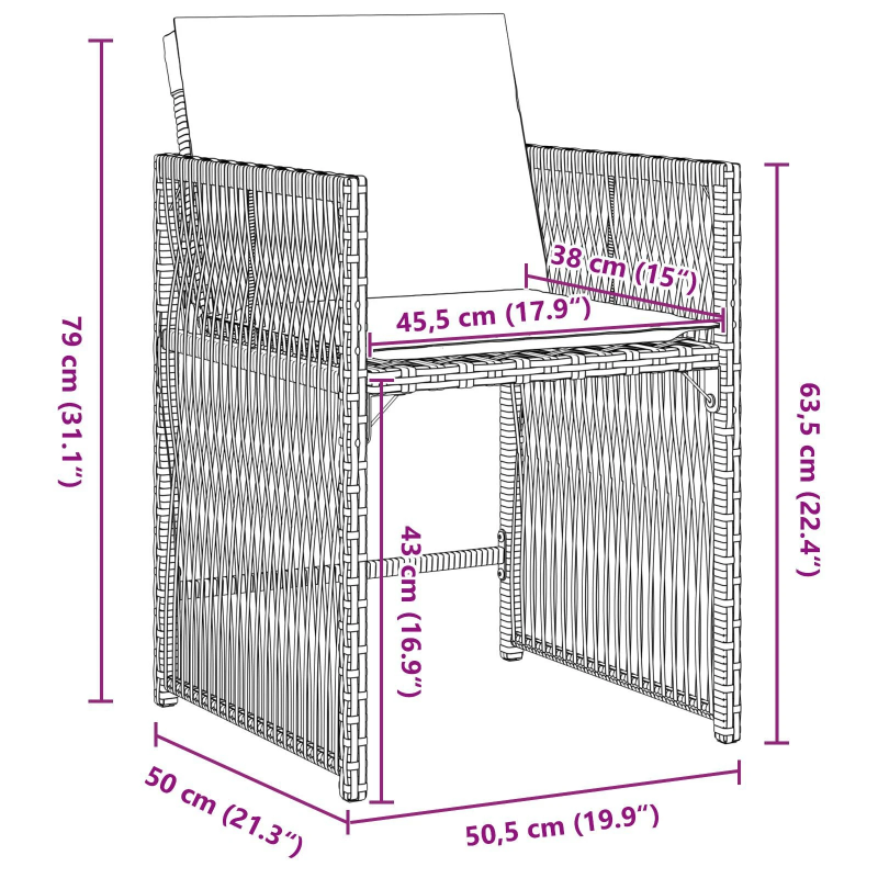 vidaXL Dārza ēdamgalds 5 pcs Pelēka poliratāns