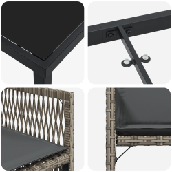 vidaXL Dārza ēdamgalds 5 pcs Pelēka poliratāns