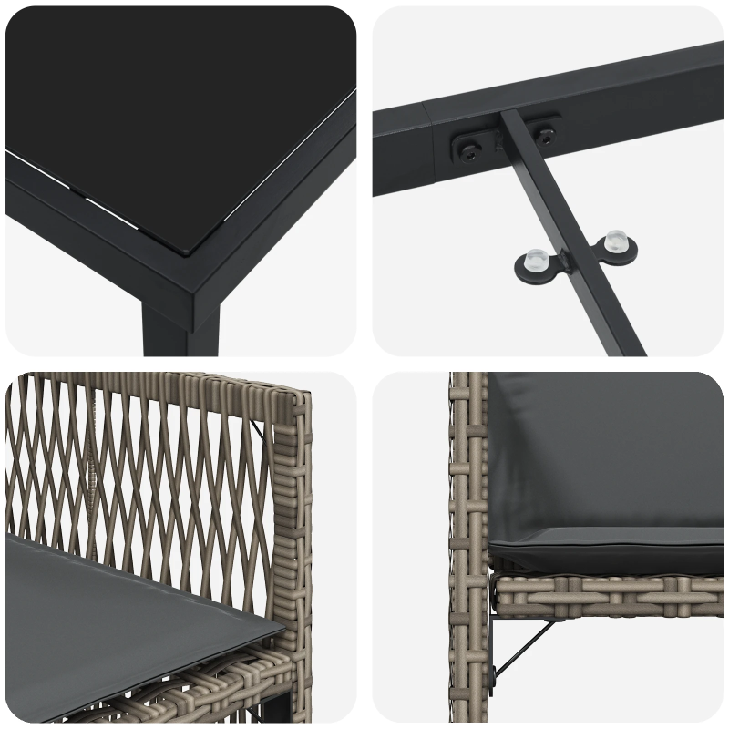 vidaXL Dārza ēdamgalds 5 pcs Pelēka poliratāns