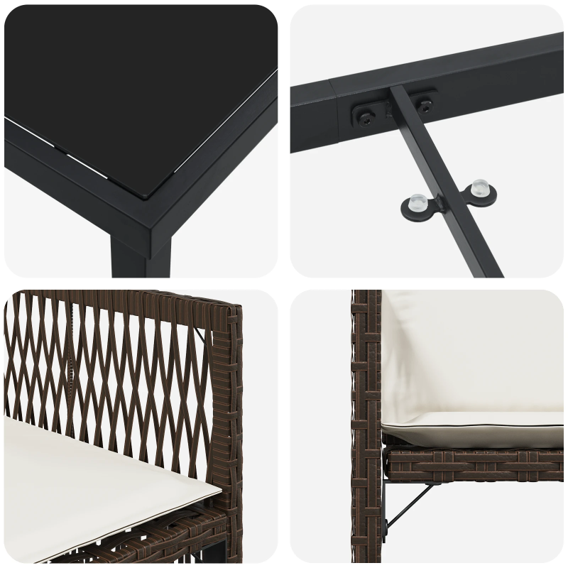 vidaXL Dārza ēdamgalds 5 pcs Brūna poliratāns