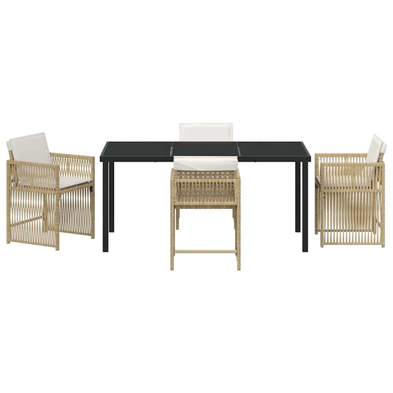 vidaXL Dārza ēdamgalds 5 pcs Bēša poliratāns