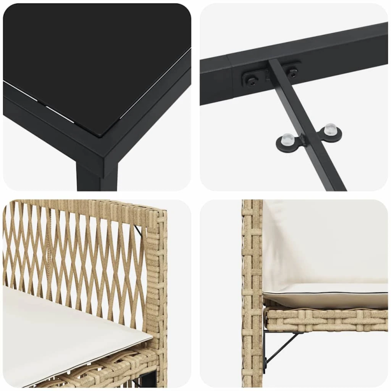 vidaXL Dārza ēdamgalds 5 pcs Bēša poliratāns