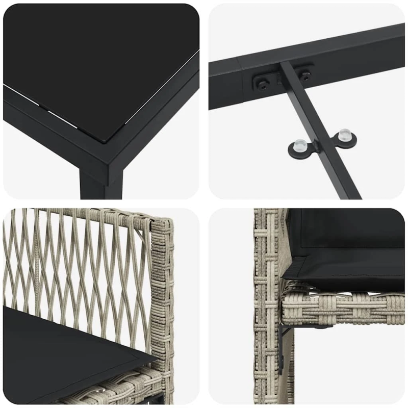 vidaXL Dārza ēdamgalds 5 pcs Gaiši pelēks poliratāns