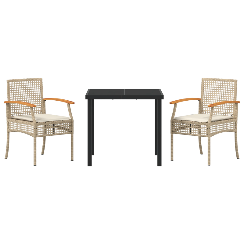 vidaXL Dārza ēdamgalds 3 pcs Bēša poliratāns