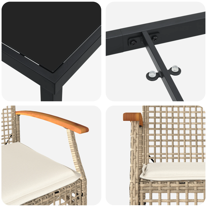 vidaXL Dārza ēdamgalds 5 pcs Bēša poliratāns