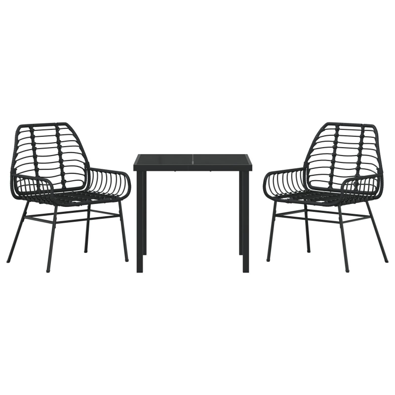 vidaXL Dārza ēdamgalds 5 pcs Melna poliratāns