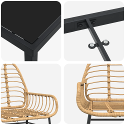 vidaXL Dārza ēdamgalds 5 pcs Brūna poliratāns