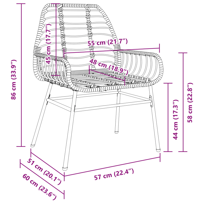 vidaXL Dārza ēdamgalds 5 pcs Brūna poliratāns