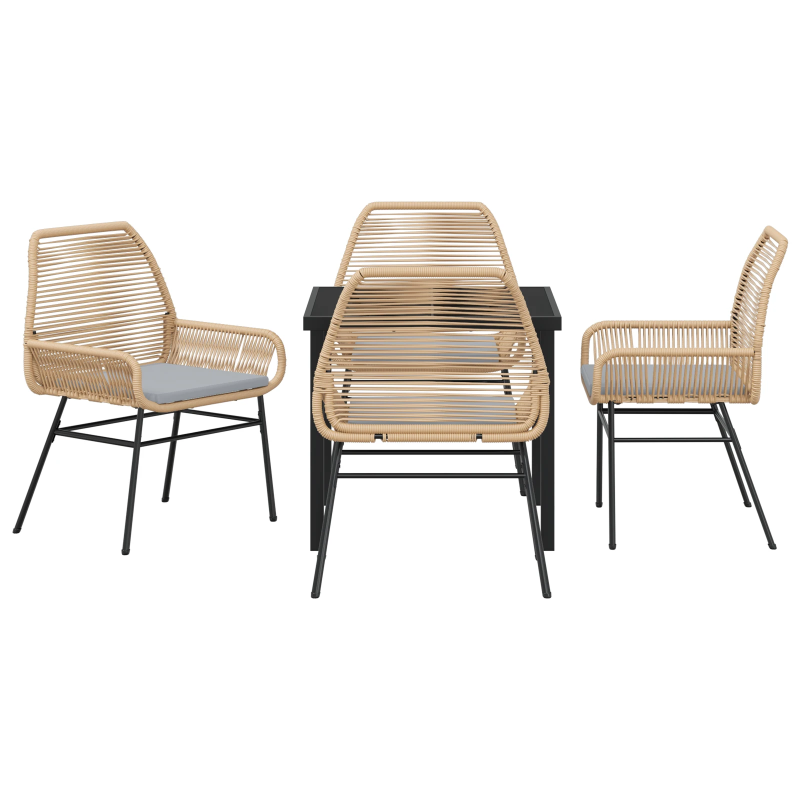 vidaXL Dārza ēdamgalds 5 pcs Brūna poliratāns