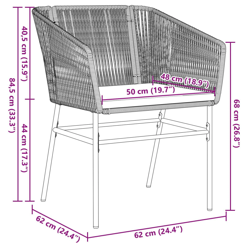 vidaXL Dārza ēdamgalds 5 pcs Melna Poliūtu rotangpalma