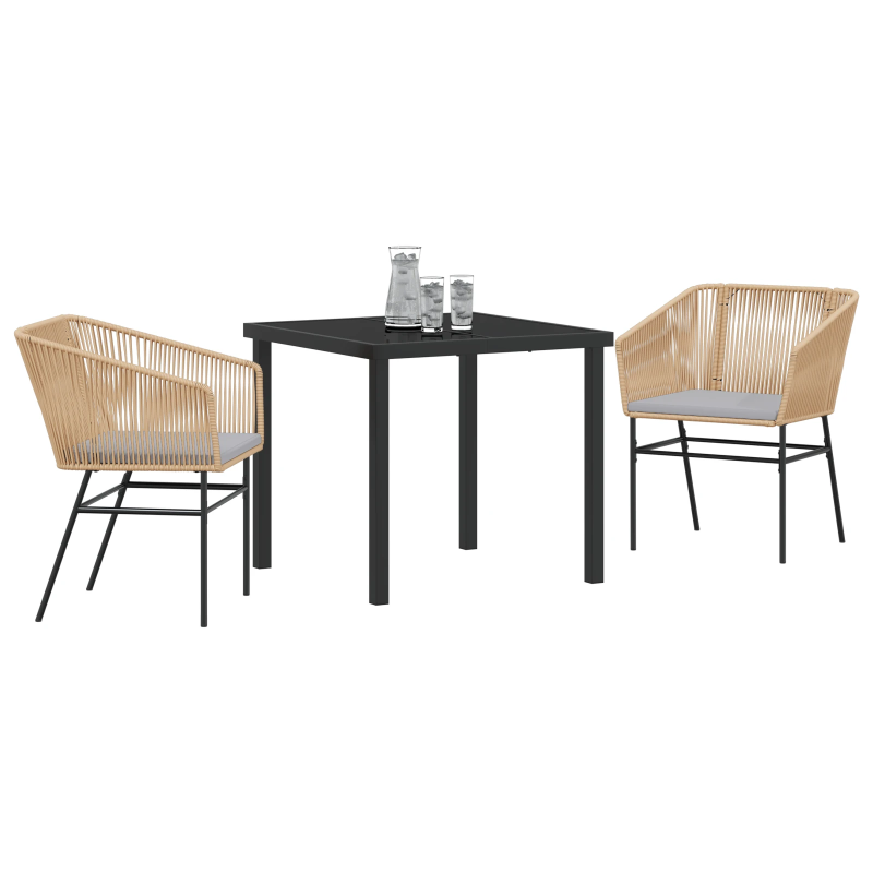 vidaXL Dārza ēdamgalds 3 pcs Brūna Tērauds ar pulverkrāsas pārklājumu