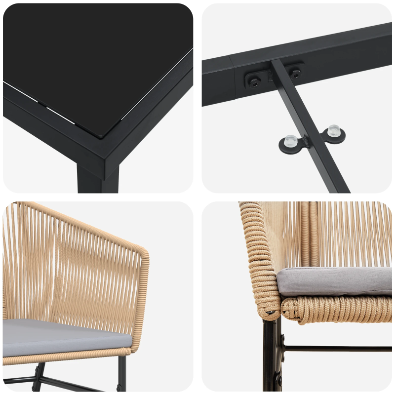 vidaXL Dārza ēdamgalds 5 pcs Brūna Tērauds ar pulverkrāsas pārklājumu