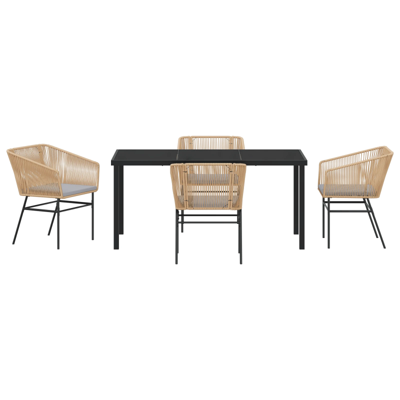 vidaXL Dārza ēdamgalds 5 pcs Brūna Tērauds ar pulverkrāsas pārklājumu