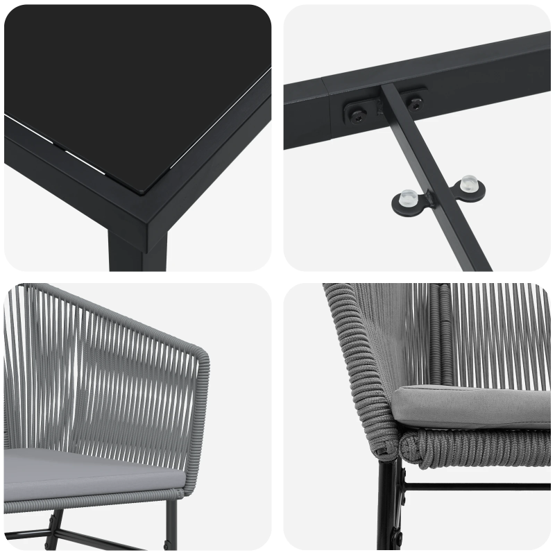 vidaXL Dārza ēdamgalds 5 pcs Pelēka Poliūtu rotangpalma