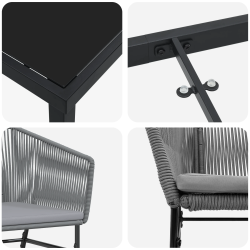 vidaXL Dārza ēdamgalds 5 pcs Pelēka Tērauds ar pulverkrāsas pārklājumu