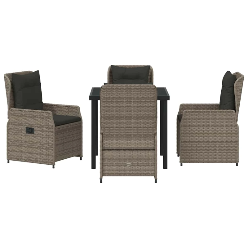 vidaXL Dārza ēdamgalds 5 pcs Pelēka poliratāns