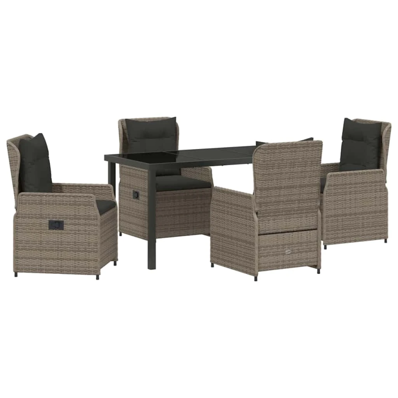 vidaXL Dārza ēdamgalds 5 pcs Pelēka poliratāns