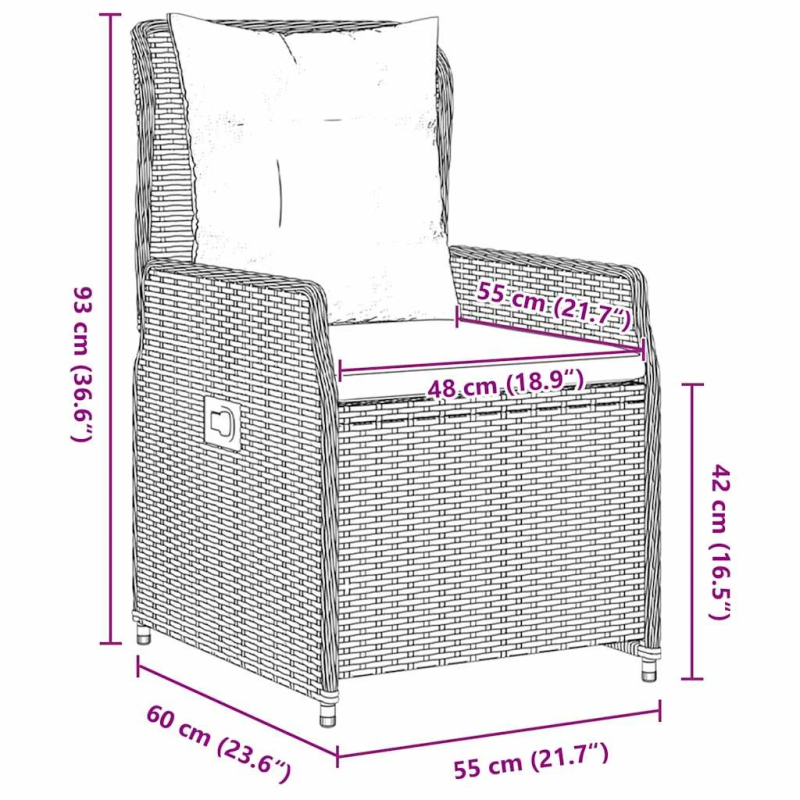 vidaXL Dārza ēdamgalds 5 pcs Pelēka poliratāns
