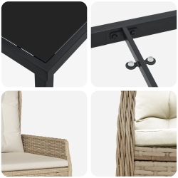 vidaXL Dārza ēdamgalds 5 pcs Bēša un gaiši pelēka poliratāns