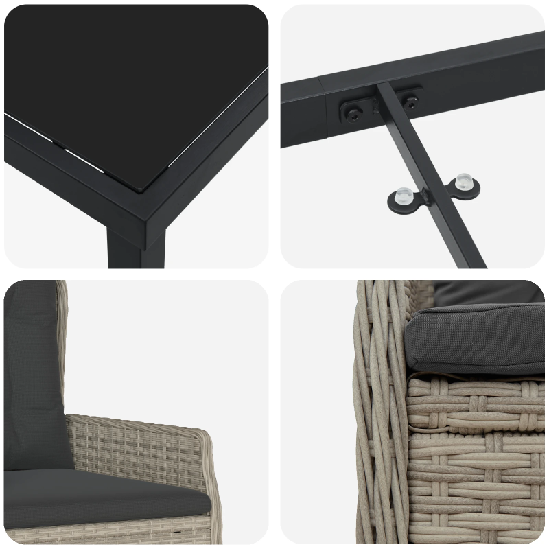 vidaXL Dārza ēdamgalds 5 pcs Gaiši pelēks poliratāns