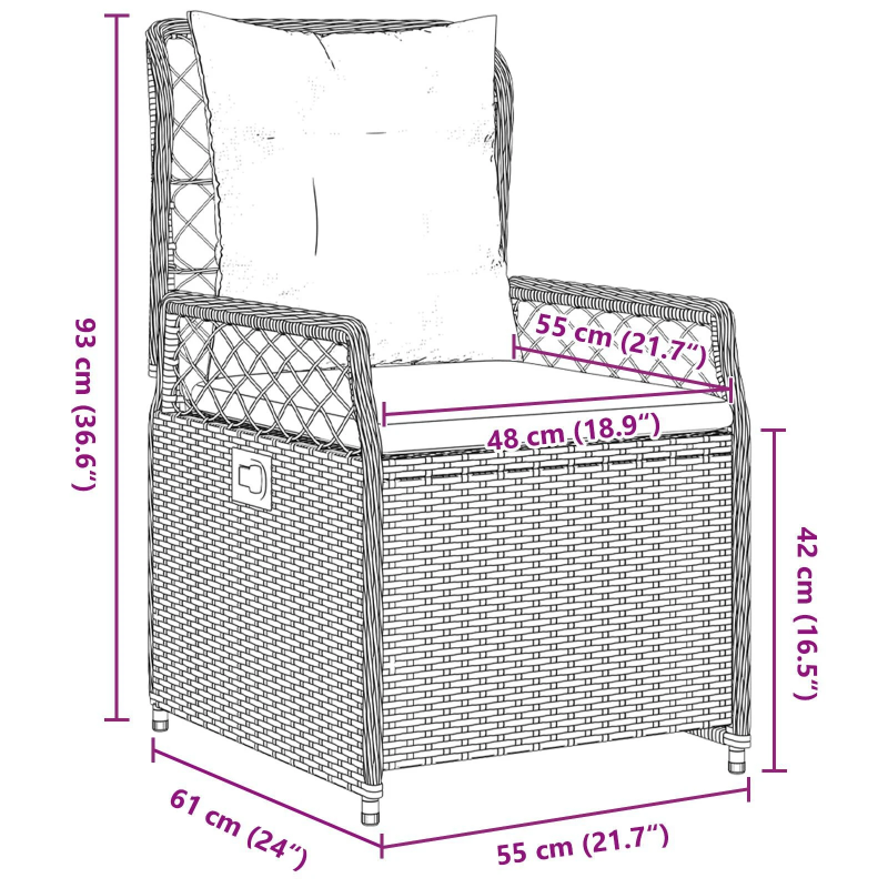 vidaXL Dārza ēdamgalds 3 pcs Melna poliratāns