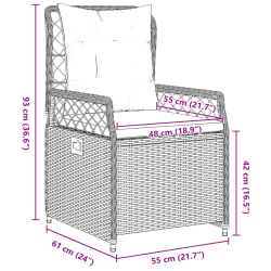 vidaXL Dārza ēdamgalds 3 pcs Brūna poliratāns