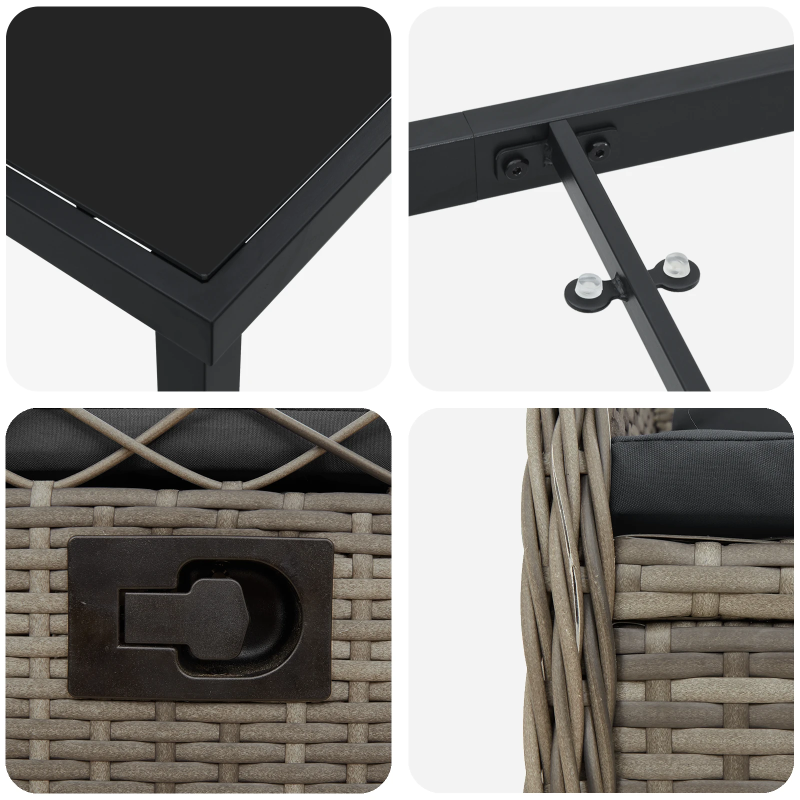 vidaXL Dārza ēdamgalds 3 pcs Pelēka poliratāns