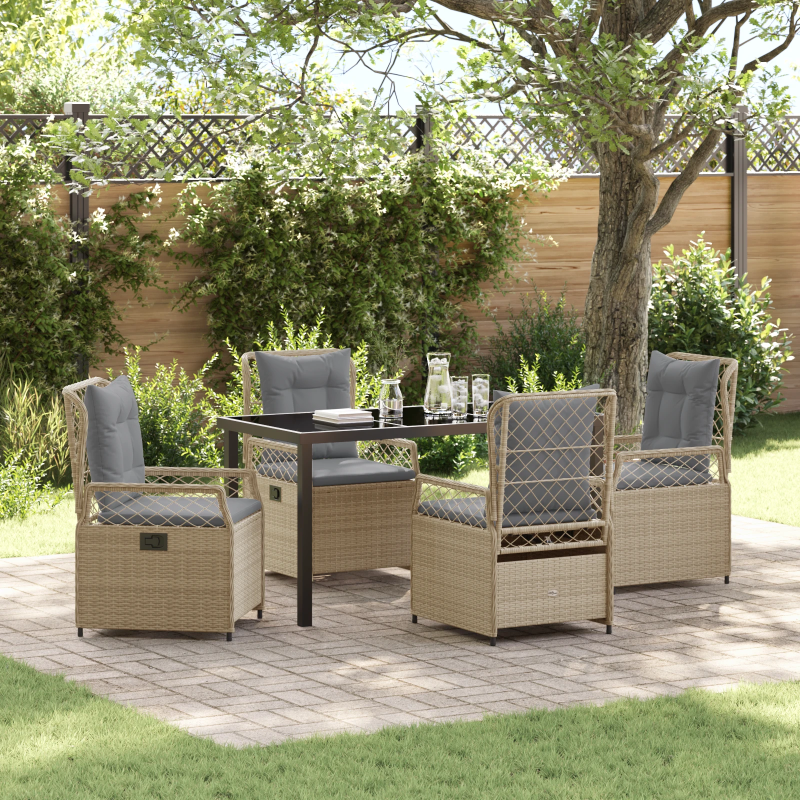 vidaXL Dārza ēdamgalds 5 pcs Bēša un gaiši pelēka poliratāns