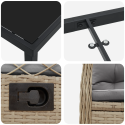 vidaXL Dārza ēdamgalds 7 pcs Bēša un gaiši pelēka poliratāns