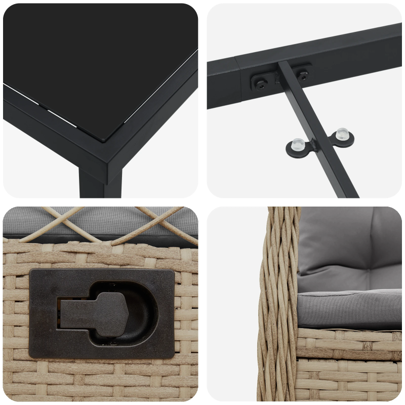 vidaXL Dārza ēdamgalds 7 pcs Bēša un gaiši pelēka poliratāns