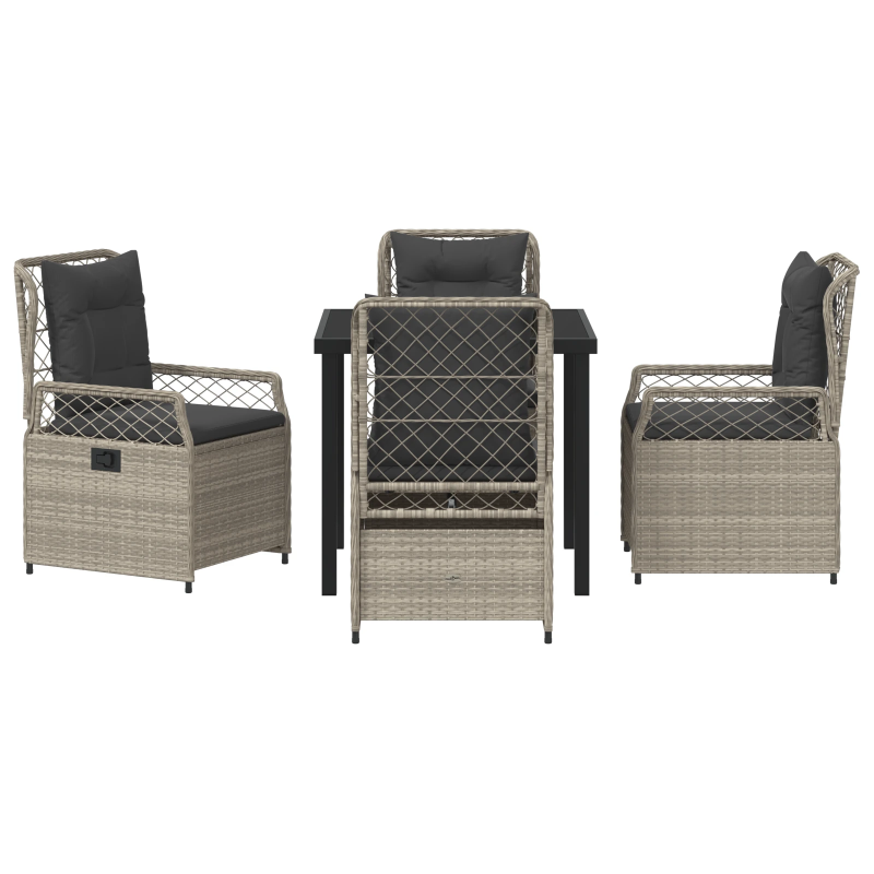 vidaXL Dārza ēdamgalds 5 pcs Gaiši pelēks poliratāns