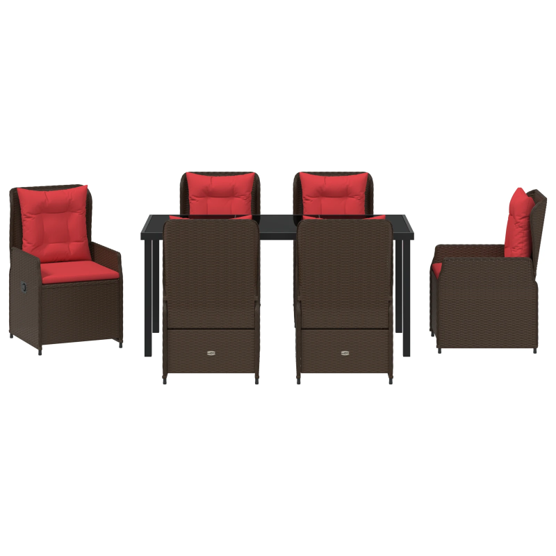 vidaXL Dārza ēdamgalds 7 pcs Brūna Poliūtu rotangpalma