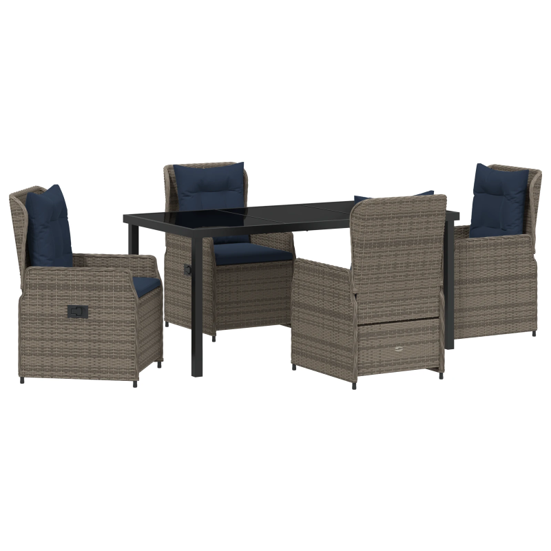 vidaXL Dārza ēdamgalds 5 pcs Pelēka Poliūtu rotangpalma