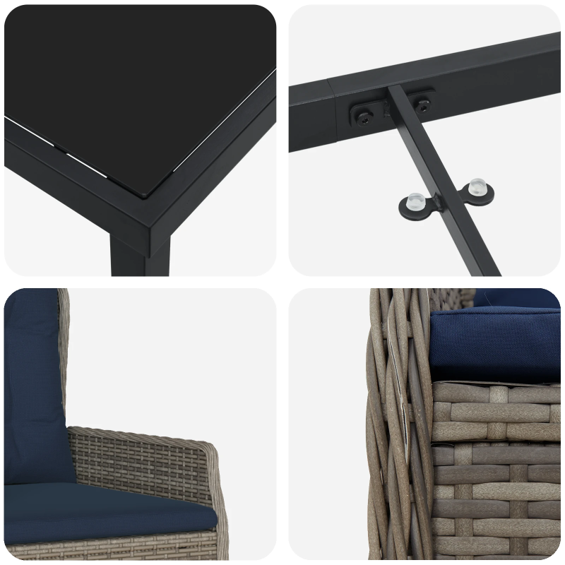 vidaXL Dārza ēdamgalds 7 pcs Pelēka Poliūtu rotangpalma