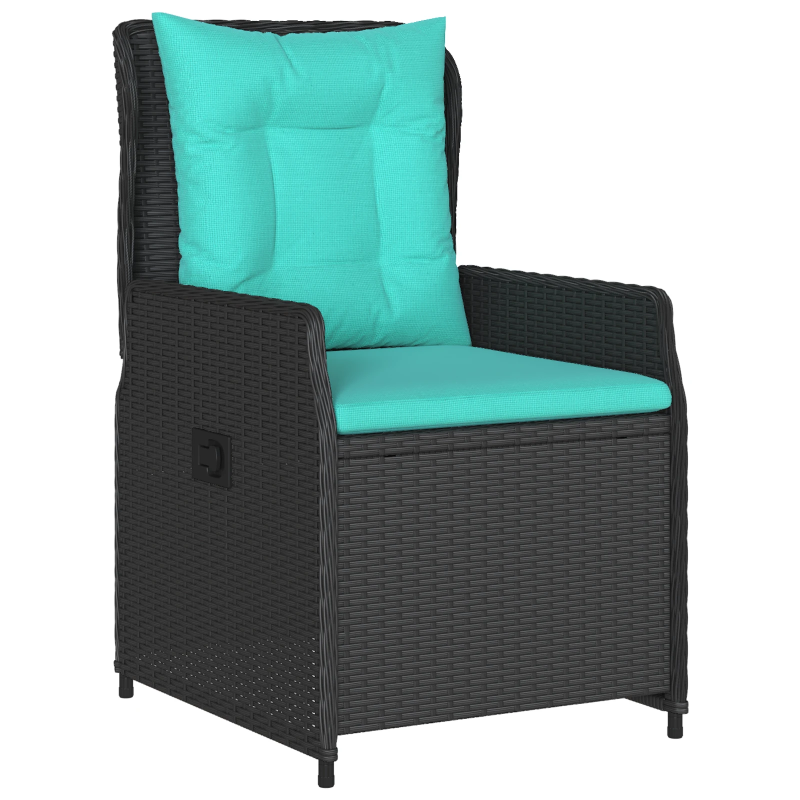 vidaXL Dārza ēdamgalds 5 pcs Melna Poliūtu rotangpalma