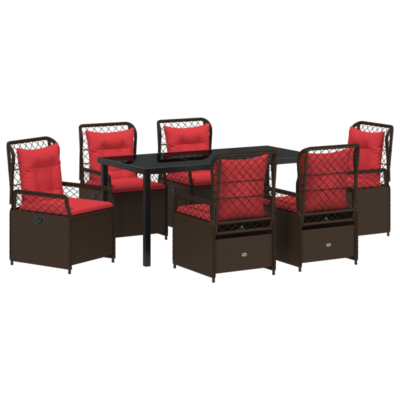 vidaXL Dārza ēdamgalds 7 pcs Brūna poliratāns