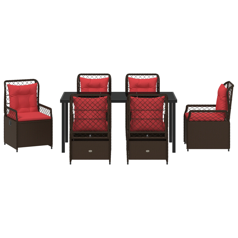 vidaXL Dārza ēdamgalds 7 pcs Brūna poliratāns