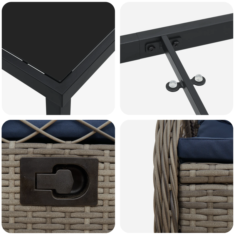 vidaXL Dārza ēdamgalds 3 pcs Pelēka poliratāns