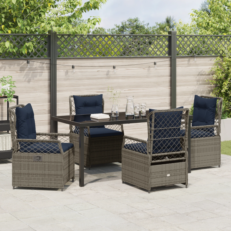 vidaXL Dārza ēdamgalds 5 pcs Pelēka poliratāns