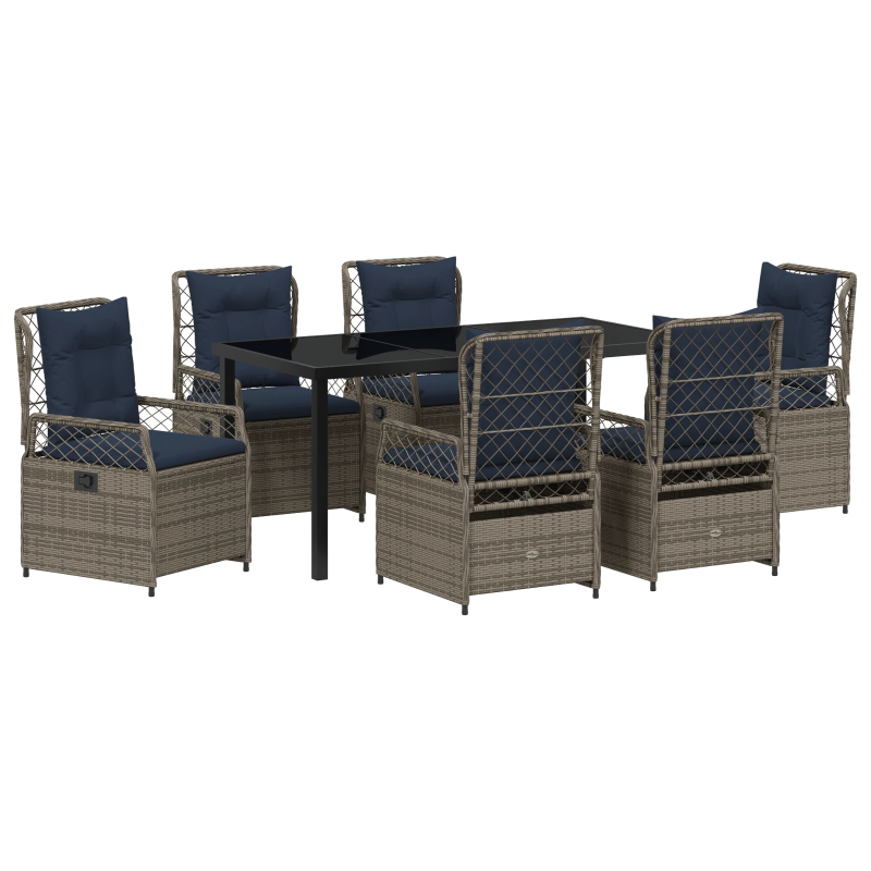 vidaXL Dārza ēdamgalds 7 pcs Pelēka poliratāns