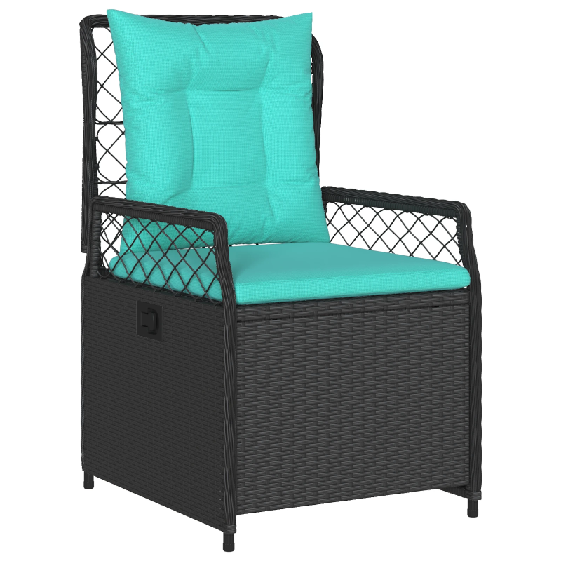 vidaXL Dārza ēdamgalds 7 pcs Melna poliratāns